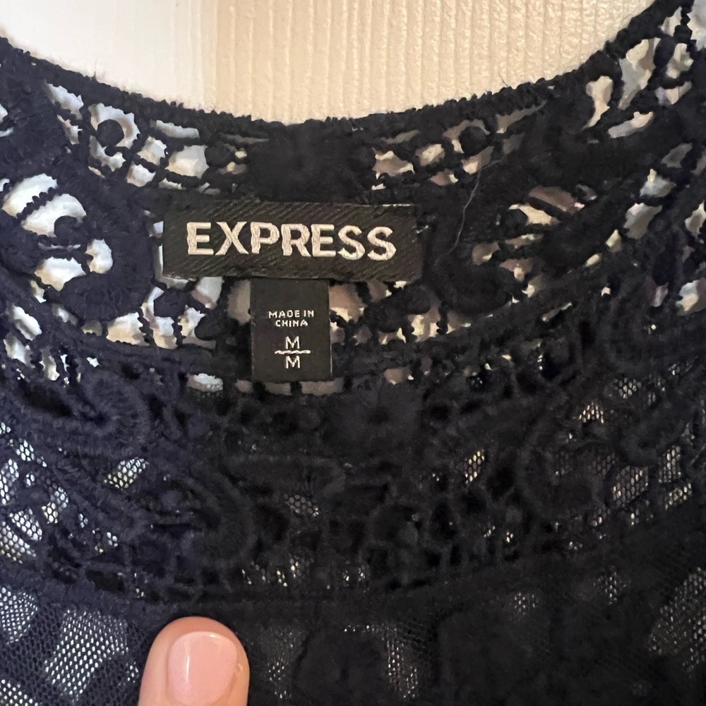 Express Navy Lace Women's Top - Picture 2 of 6